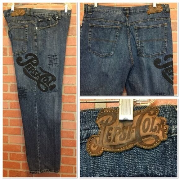 Vintage Pepsi Cola Apparel Mens Jeans Size 42 x 32 Hip Hop 80s 90s - Picture 1 of 8